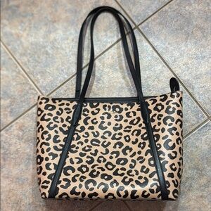 Kate Spade Leopard Print Tote Bag with Black Accents